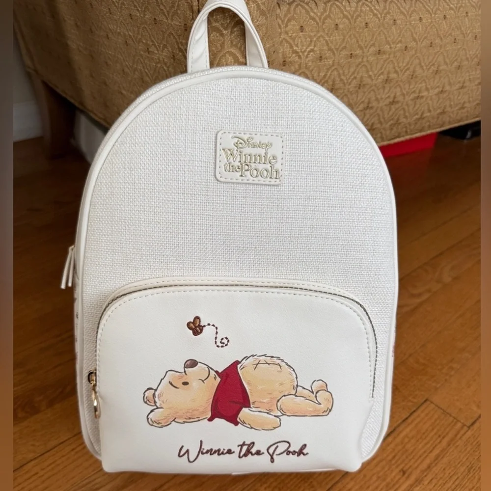 Disney Winnie the Pooh Cream White Canvas Backpack Bag NWT